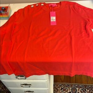 Lilly Pulitzer Vibrant Red Sweater with Crystal Embellishments